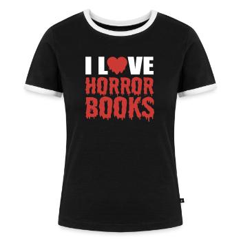Horrorbuchliebhaber Geisterjäger - Frauen Kontrast-T-Shirt - Schwarz/Weiß - Vorne - Selfina (174cm)
