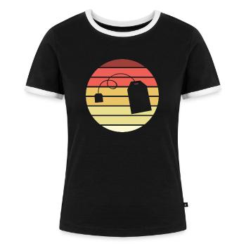 Sachets de thé Retro Style Vintage - T-shirt contrasté Femme - noir/blanc - Devant - Selfina (174cm)