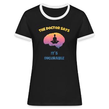 Yoga Sport Good Vibes - Acht Glieder des Yoga - Frauen Kontrast-T-Shirt - Schwarz/Weiß - Vorne - Selfina (174cm)