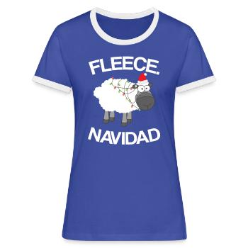 Vlies Navidad - Feliz - Weihnachten - Frauen Kontrast-T-Shirt - Blau/Weiß - Vorne