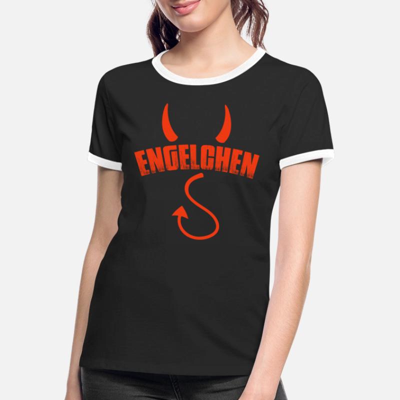 Engelchen Engel Teufelchen Frauen Kontrast-T-Shirt