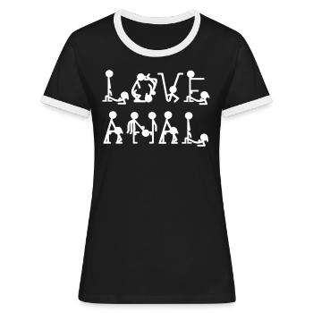Love Anal - Frauen Kontrast-T-Shirt - Schwarz/Weiß - Vorne - Selfina (174cm)