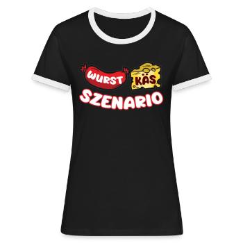 Worst Case Scenario Wurst Käs Szenario Witz Humor - Frauen Kontrast-T-Shirt - Schwarz/Weiß - Vorne - Selfina (174cm)