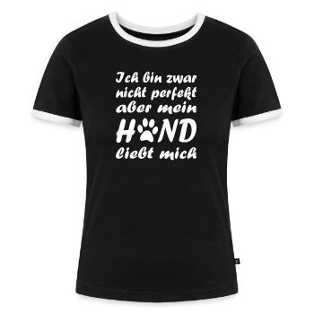 Hunde Spruch Pfote - Frauen Kontrast-T-Shirt - Schwarz/Weiß - Vorne - Selfina (174cm)