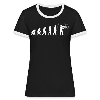 IMKER EVOLUTION | Retro Imker Bienenzucht Imkerei - Frauen Kontrast-T-Shirt - Schwarz/Weiß - Vorne - Selfina (174cm)