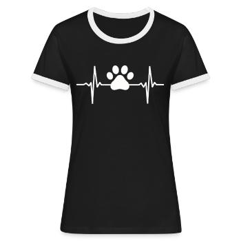 Battements de chien Patte de chien Chien Amour du chien - T-shirt contrasté Femme - noir/blanc - Devant - Selfina (174cm)