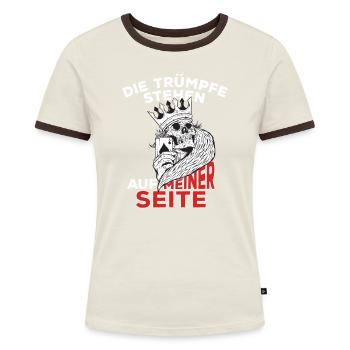Die Trümpfe stehen auf meiner Seite Kartenspiel - Frauen Kontrast-T-Shirt - Blau/Weiß - Vorne