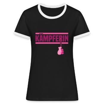 Brustkrebs Bewusstsein Kämpferin Mutter - Frauen Kontrast-T-Shirt - Schwarz/Weiß - Vorne - Selfina (174cm)