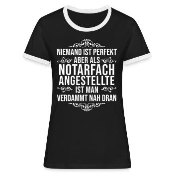 Rechtsanwalts- und Notarfachangestellte - Frauen Kontrast-T-Shirt - Schwarz/Weiß - Vorne - Selfina (174cm)