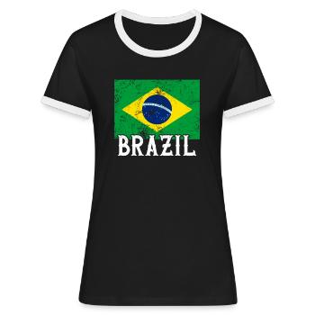 Drapeau du Brésil - Brasilien Flagge - T-shirt contrasté Femme - noir/blanc - Devant - Selfina (174cm)