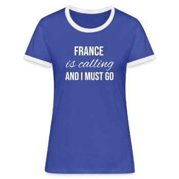 Frankreich - Frauen Kontrast-T-Shirt - Blau/Weiß - Vorne