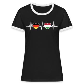 Deutschland Ungarn Deutsche Ungarische Flagge - Frauen Kontrast-T-Shirt - Schwarz/Weiß - Vorne - Selfina (174cm)