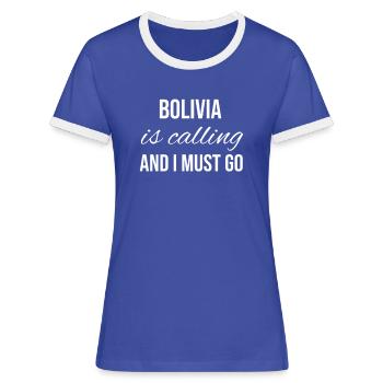 Bolivia - Women's Ringer T-Shirt - blue/white - Front
