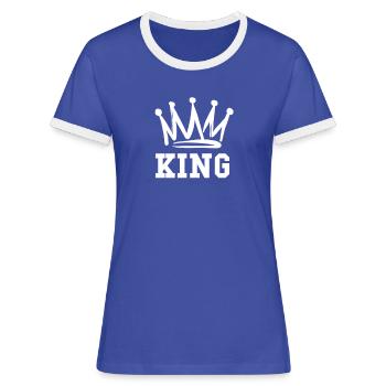 KING - Chemise Partenaire - Relation - Roi et Reine - T-shirt contrasté Femme - bleu/blanc - Devant