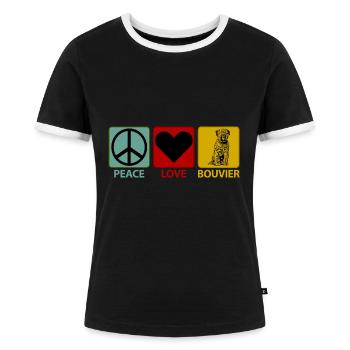 Bouvier des Flandres Flandre Chien de troupeau Paix - T-shirt contrasté Femme - noir/blanc - Devant - Selfina (174cm)