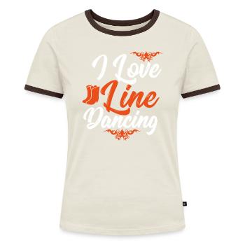 Line Dance Dancing Tanzen Tanz Country Geschenk - Frauen Kontrast-T-Shirt - Blau/Weiß - Vorne