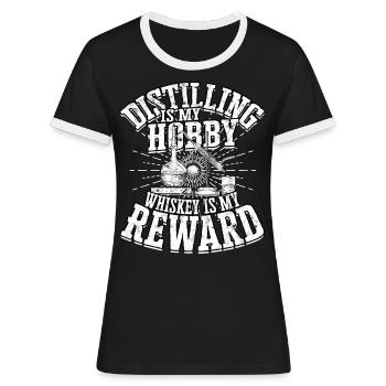 schnaps whiskey brennen schnapsbrenner geschenkide - Frauen Kontrast-T-Shirt - Schwarz/Weiß - Vorne - Selfina (174cm)