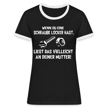 Schraube locker - Frauen Kontrast-T-Shirt - Schwarz/Weiß - Vorne - Selfina (174cm)