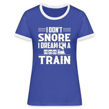 Zugführer Zug Lokomotive Eisenbahn Züge Geschenk - Frauen Kontrast-T-Shirt - Blau/Weiß - Vorne
