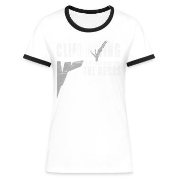 Here for the Rocks - Cliff Jumping - Women's Ringer T-Shirt - blue/white - Front