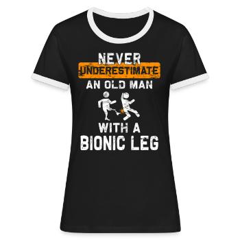 Leg amputee prosthetic surgery - Women's Ringer T-Shirt - black/white - Front - Selfina (174cm)