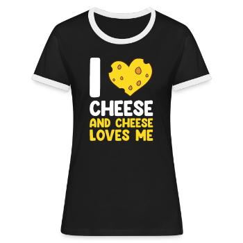 Drôle d’amateur de fromage Humour Fromage - T-shirt contrasté Femme - noir/blanc - Devant - Selfina (174cm)