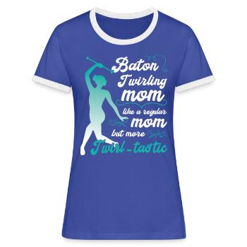 Gymnastik Tanz Baton Wirbeln Turnen - Frauen Kontrast-T-Shirt - Blau/Weiß - Vorne