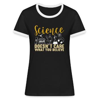 Liebhaber der Wissenschaften: Chemie, Biologie, Physik, Mathematik - Frauen Kontrast-T-Shirt - Schwarz/Weiß - Vorne - Selfina (174cm)