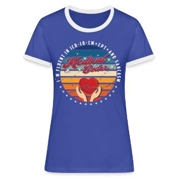 Assistant médical - Codeur médical - T-shirt contrasté Femme - bleu/blanc - Devant