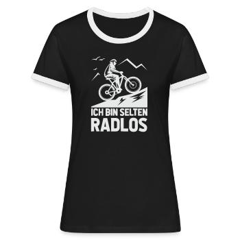 Selten Radlos Fahrrad MTB Radsport Mountainbike - Frauen Kontrast-T-Shirt - Schwarz/Weiß - Vorne - Selfina (174cm)