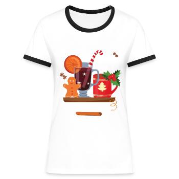 "Glühweinaktivist Heben statt Kleben" - - Frauen Kontrast-T-Shirt - Blau/Weiß - Vorne