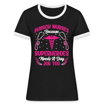Drôle Psychiatrique - T-shirt contrasté Femme - noir/blanc - Devant - Selfina (174cm)