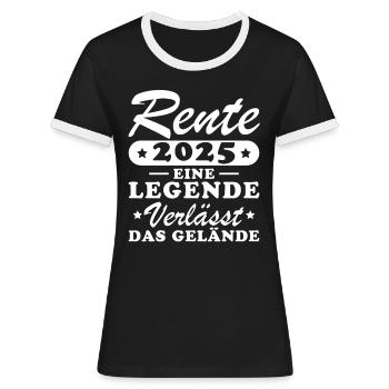 Rente 2025 - Eine Legende Verlässt Das Gelände - Frauen Kontrast-T-Shirt - Schwarz/Weiß - Vorne - Selfina (174cm)