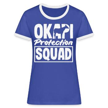 Lustiger Tierpfleger Okapi-liebhaber - Frauen Kontrast-T-Shirt - Blau/Weiß - Vorne