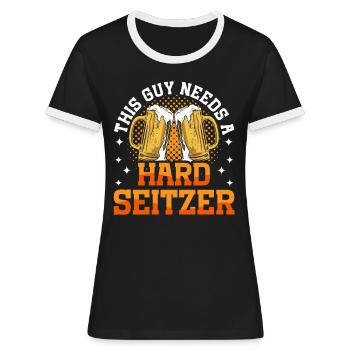 Crawled Pub Crawl Alcohol Drinking - Frauen Kontrast-T-Shirt - Schwarz/Weiß - Vorne - Selfina (174cm)