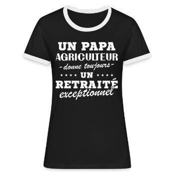 un papa agriculteur donne un retraité exceptionnel - T-shirt contrasté Femme - noir/blanc - Devant - Selfina (174cm)