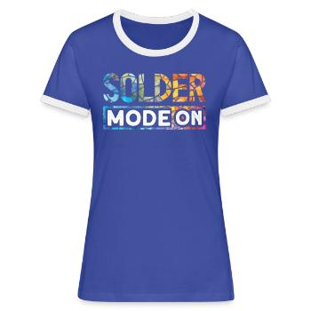 Lustiger Buntglas-künstler - Frauen Kontrast-T-Shirt - Blau/Weiß - Vorne