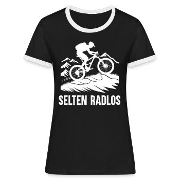 Selten Radlos Fahrrad Mountainbike Rennrad Rad - Frauen Kontrast-T-Shirt - Schwarz/Weiß - Vorne - Selfina (174cm)