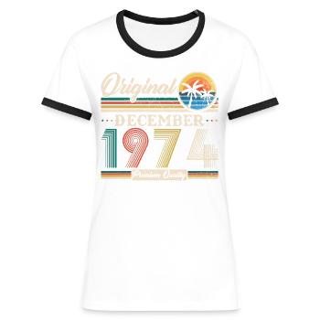 Dezember 1974 Vintage Retro Geburtstagsgeschenk - Frauen Kontrast-T-Shirt - Blau/Weiß - Vorne