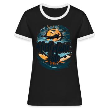 My first plane trip First time flying - Women's Ringer T-Shirt - black/white - Front - Selfina (174cm)