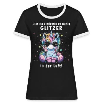 Süßes Einhorn, Bunte Einhörner - Frauen Kontrast-T-Shirt - Schwarz/Weiß - Vorne - Selfina (174cm)