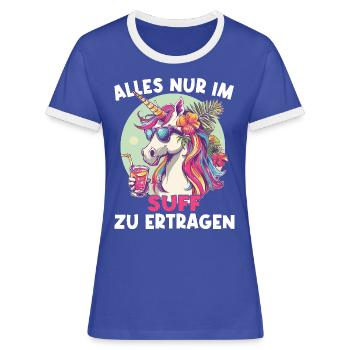 Colorful Refreshing Cocktail Unicorn - Women's Ringer T-Shirt - blue/white - Front