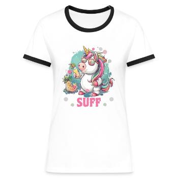 Colorful Refreshing Cocktail Unicorn - Women's Ringer T-Shirt - blue/white - Front