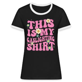 Véritable éclairage au gaz professionnel - T-shirt contrasté Femme - noir/blanc - Devant - Selfina (174cm)