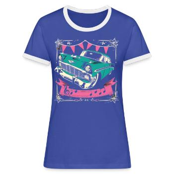 Fifties 1950s Car Music - Women's Ringer T-Shirt - blue/white - Front