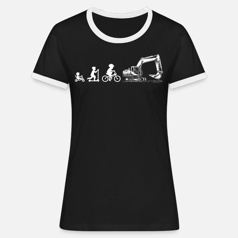 Evolution Liebhaber von Baggern - Frauen Kontrast-T-Shirt - Schwarz/Weiß