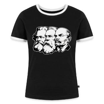 Marx - Engels - Lénine - T-shirt contrasté Femme - noir/blanc - Devant - Selfina (174cm)