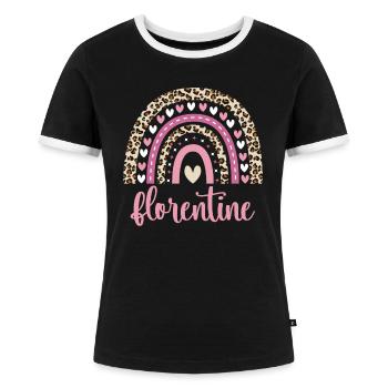 Florentine Regenbogen Name Geburtstag Florentine - Frauen Kontrast-T-Shirt - Schwarz/Weiß - Vorne - Selfina (174cm)