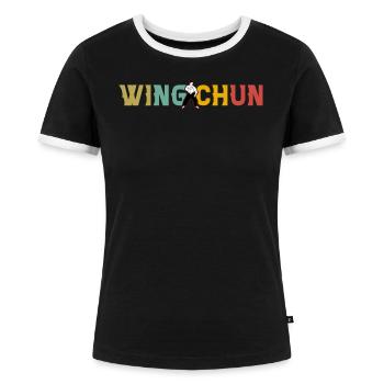 Wing Chun - Frauen Kontrast-T-Shirt - Schwarz/Weiß - Vorne - Selfina (174cm)