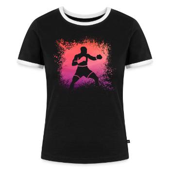 Boxen - Frauen Kontrast-T-Shirt - Schwarz/Weiß - Vorne - Selfina (174cm)